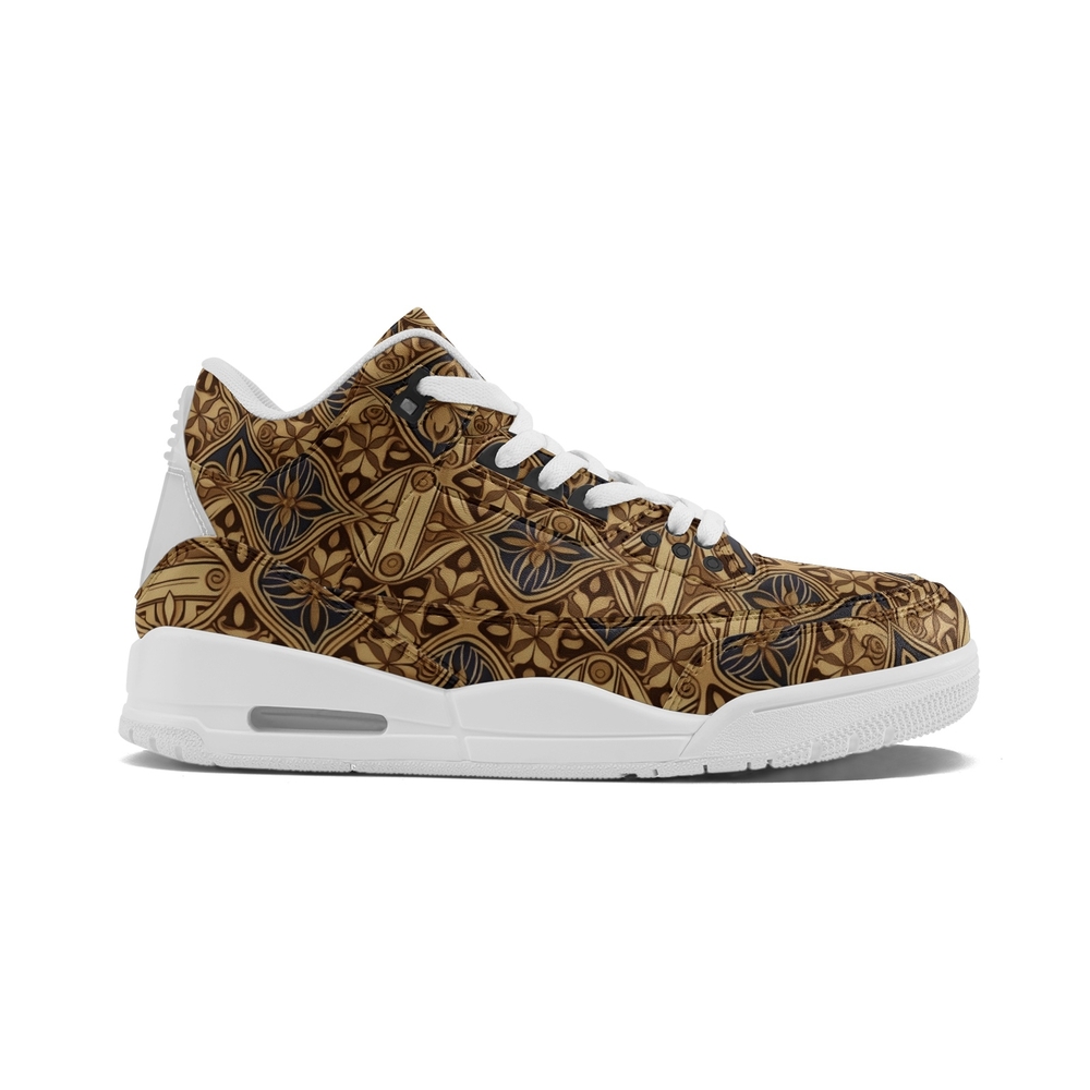 Men's Patterned Sneakers in Brown and White